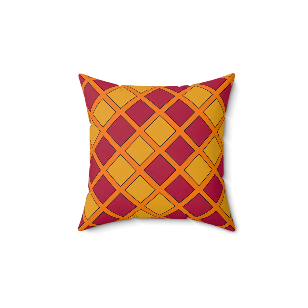 Harlequin Gold Grid Faux Suede Cushion – Cranberry Spice