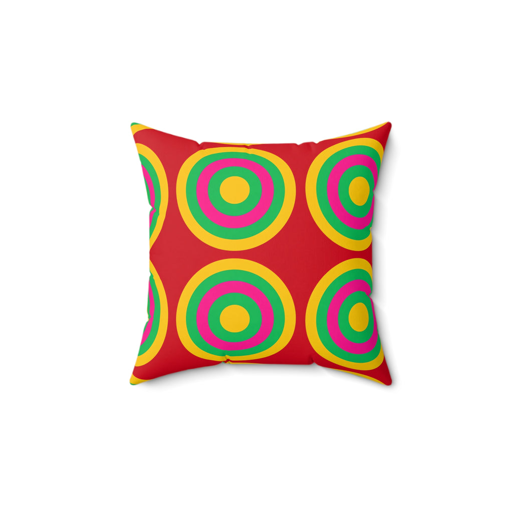 Mega Ring Grid Faux Suede Cushion – Abstract Circles Pattern