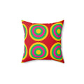 Mega Ring Grid Faux Suede Cushion – Abstract Circles Pattern