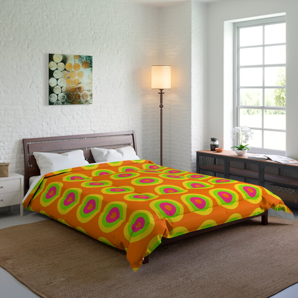 Giant Op-Art Jewel Rings Comforter – Hot Citrus Festive