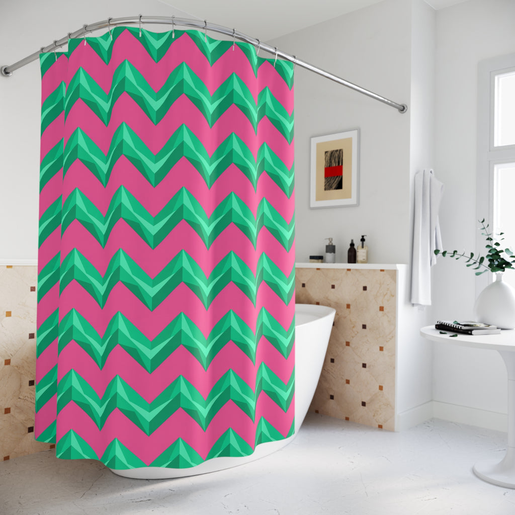 Broad Cut-Gem Chevrons Shower Curtain – Candy Christmas