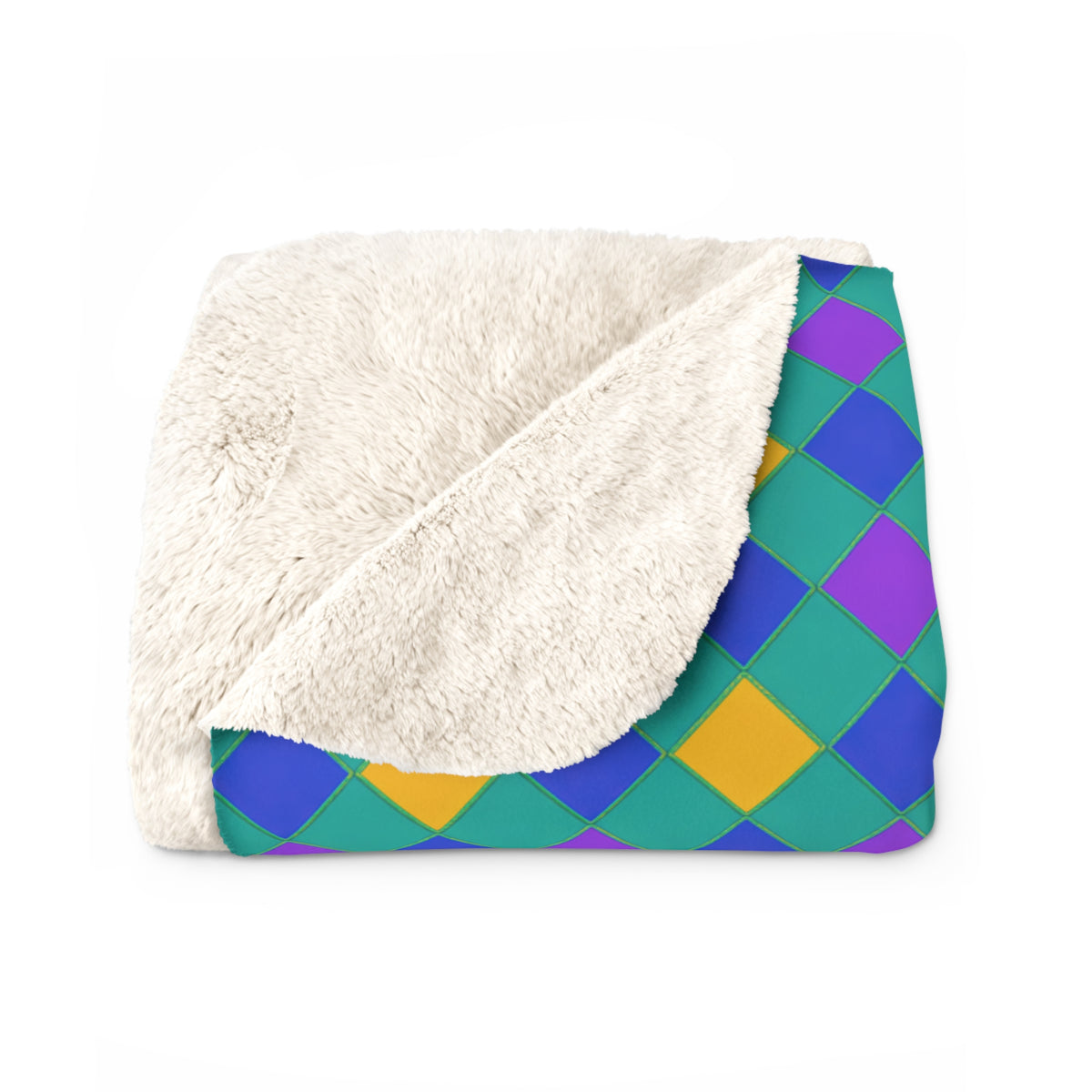 Jewel Harlequin Check Sherpa Fleece Blanket – Peacock Jewel