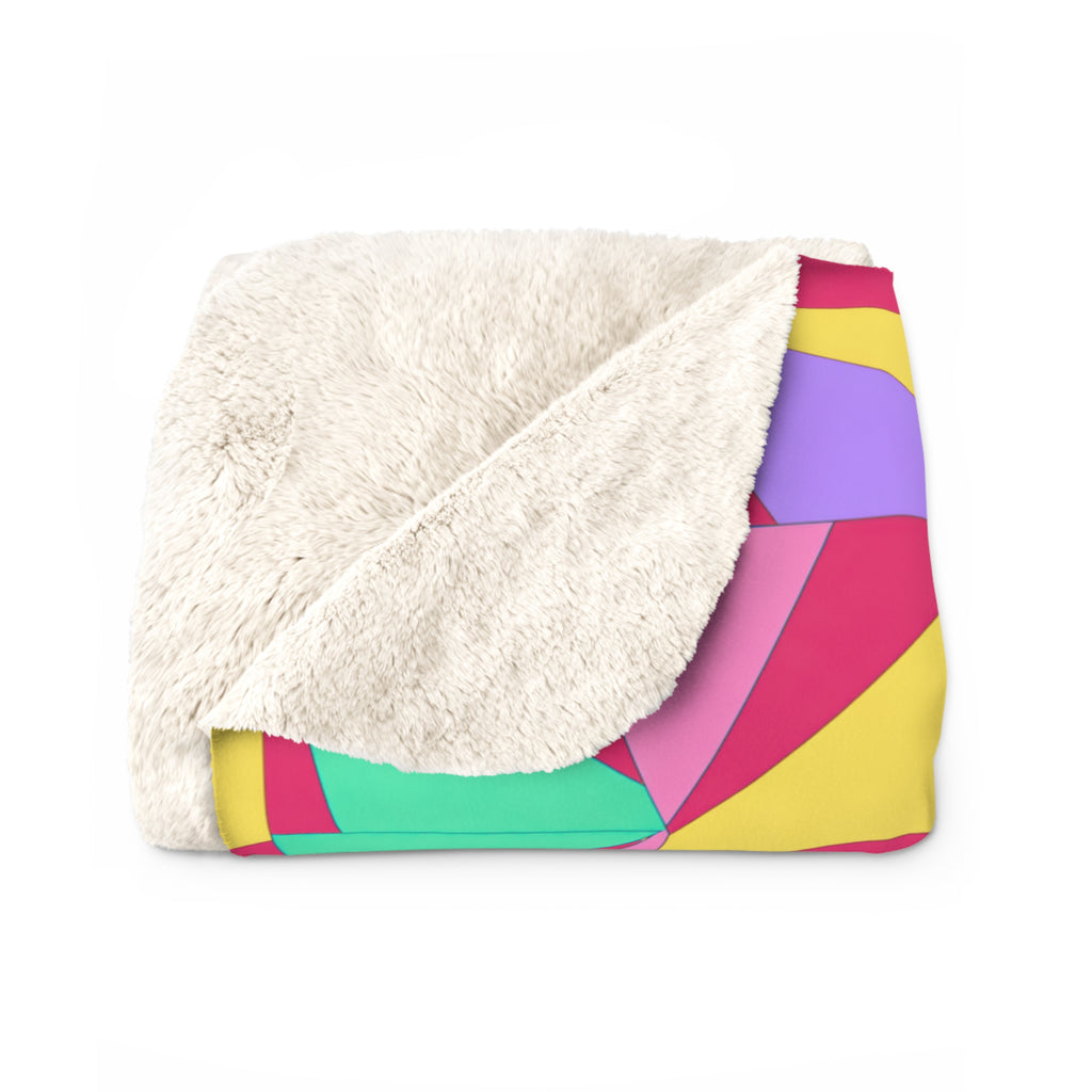 Cubist Sunburst Blocks Sherpa Fleece Blanket – Candy Pop on Raspberry