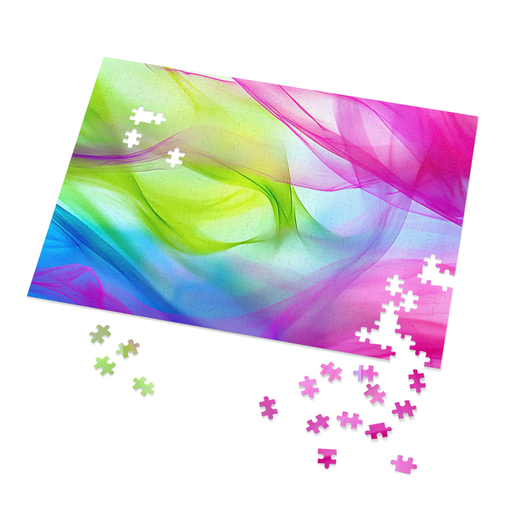 Silk Smoke Waves Jigsaw Puzzle with Tin – Flowing Abstract Art