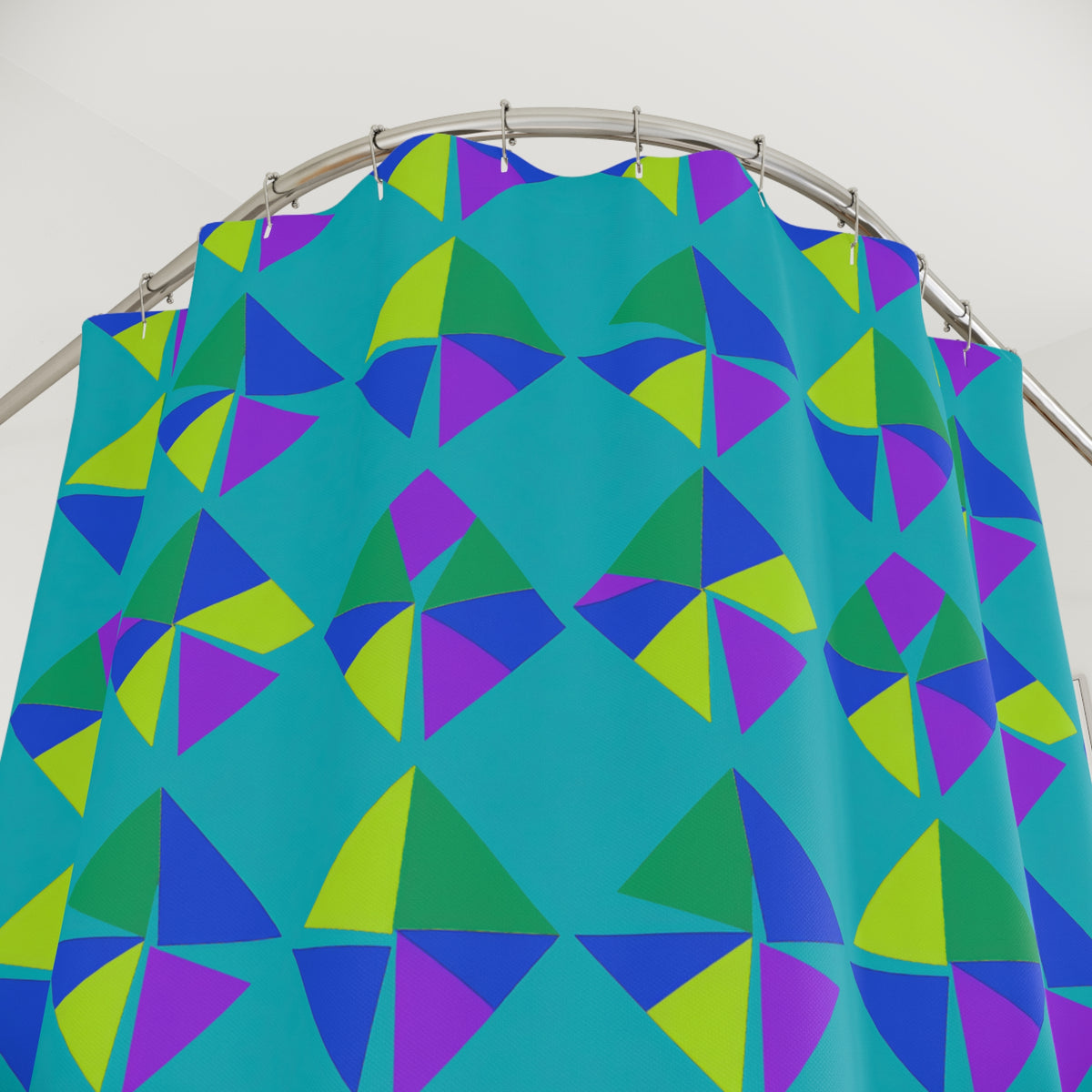 Stacked Cubist Prisms Shower Curtain – Peacock Jewel