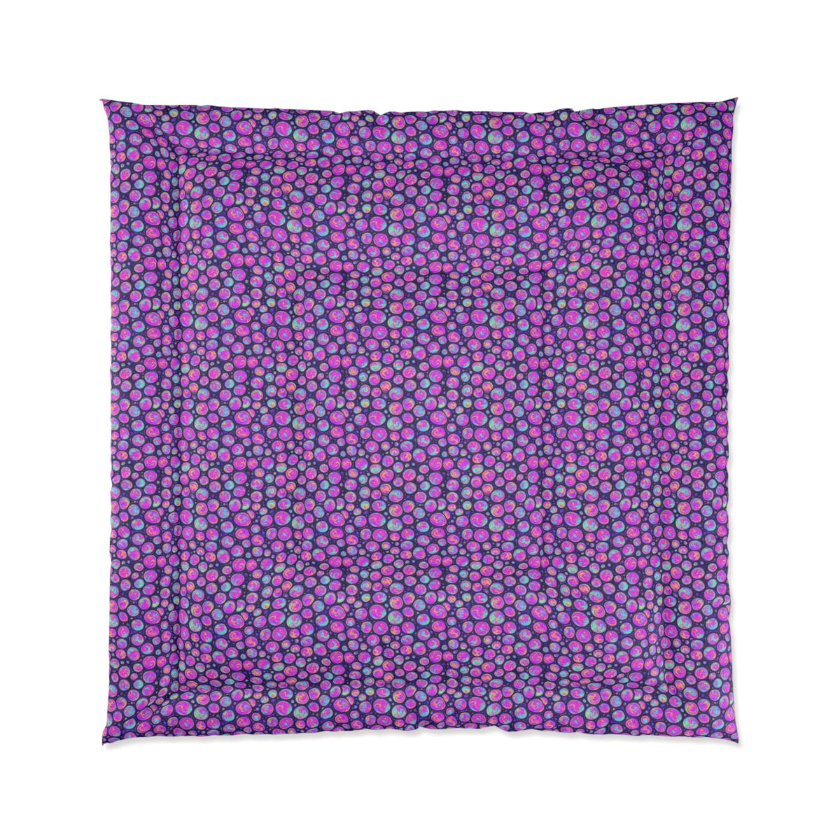 Opal Bubble Cells Comforter – Holographic-Look Fluid Art Pattern