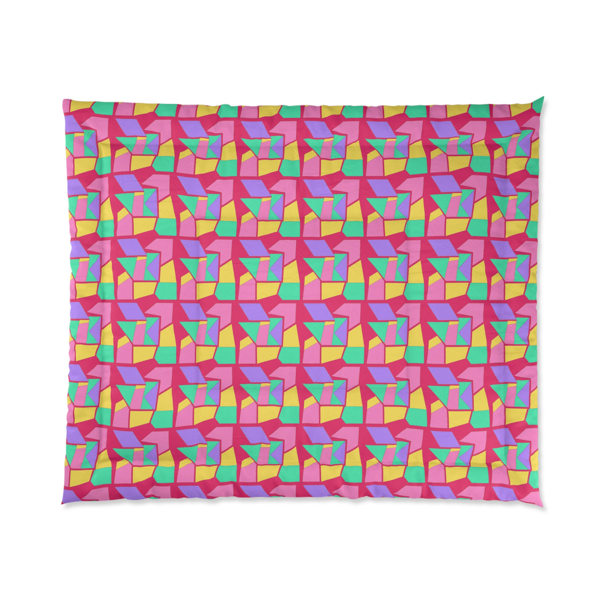Cubist Block Quilt Comforter – Candy Pop on Raspberry