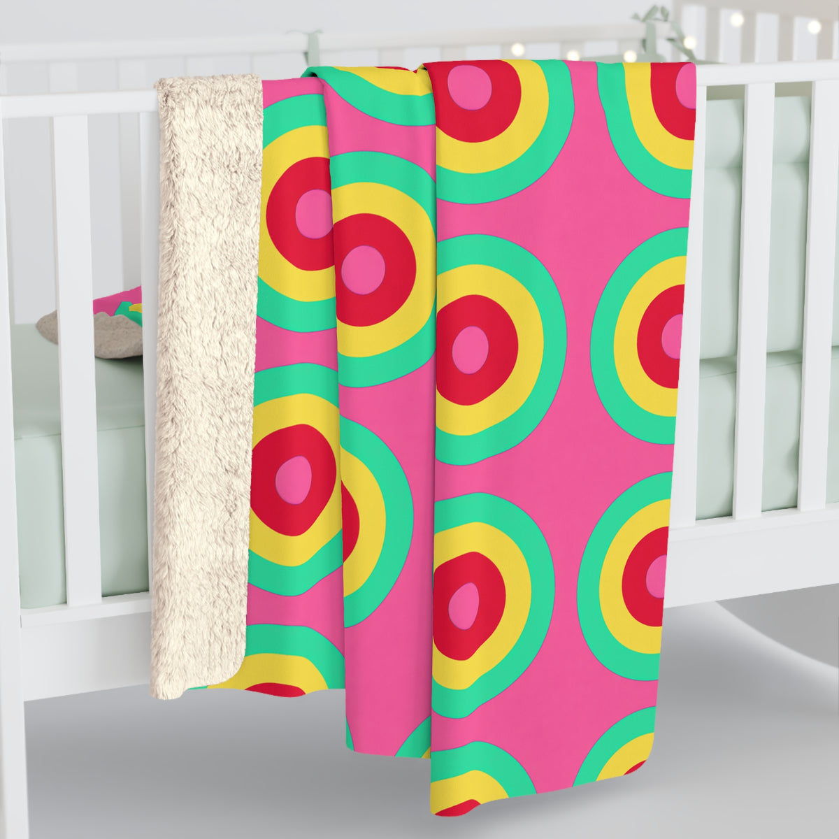Giant Op-Art Jewel Rings Sherpa Fleece Blanket – Candy Christmas