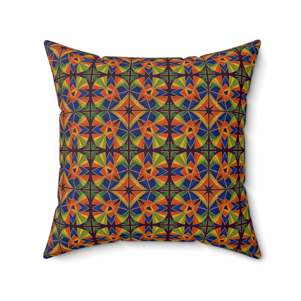 Kaleido Fan Quatrefoil Faux Suede Cushion – Kaleidoscopic Deco Pattern