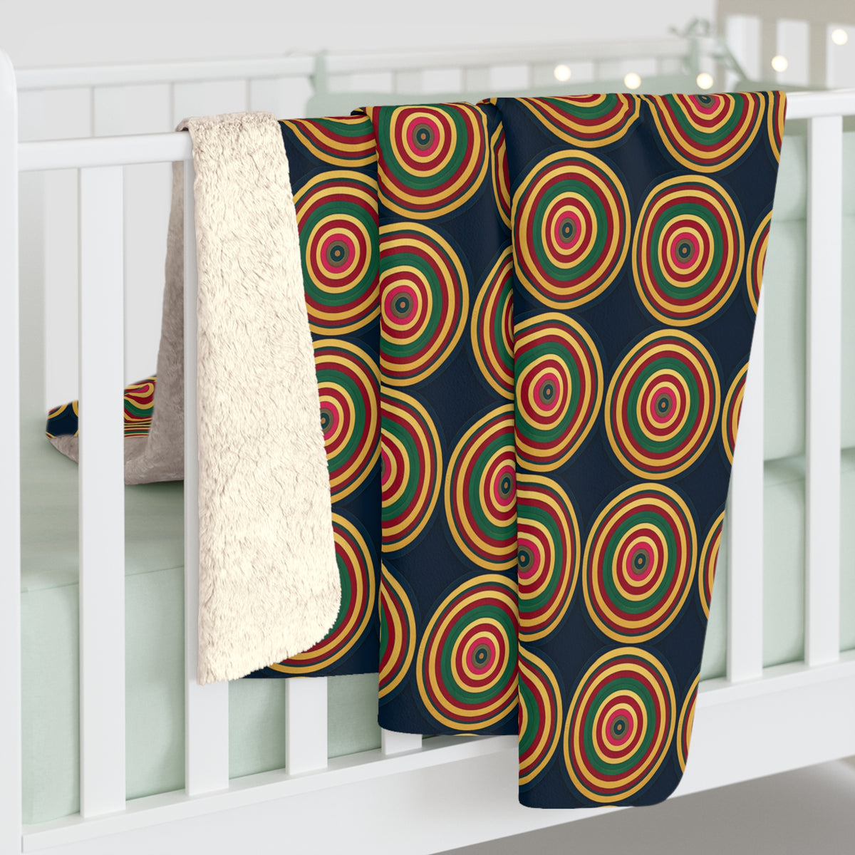 Op-Art Jewel Rings Sherpa Fleece Blanket – Kaleidoscopic Pattern