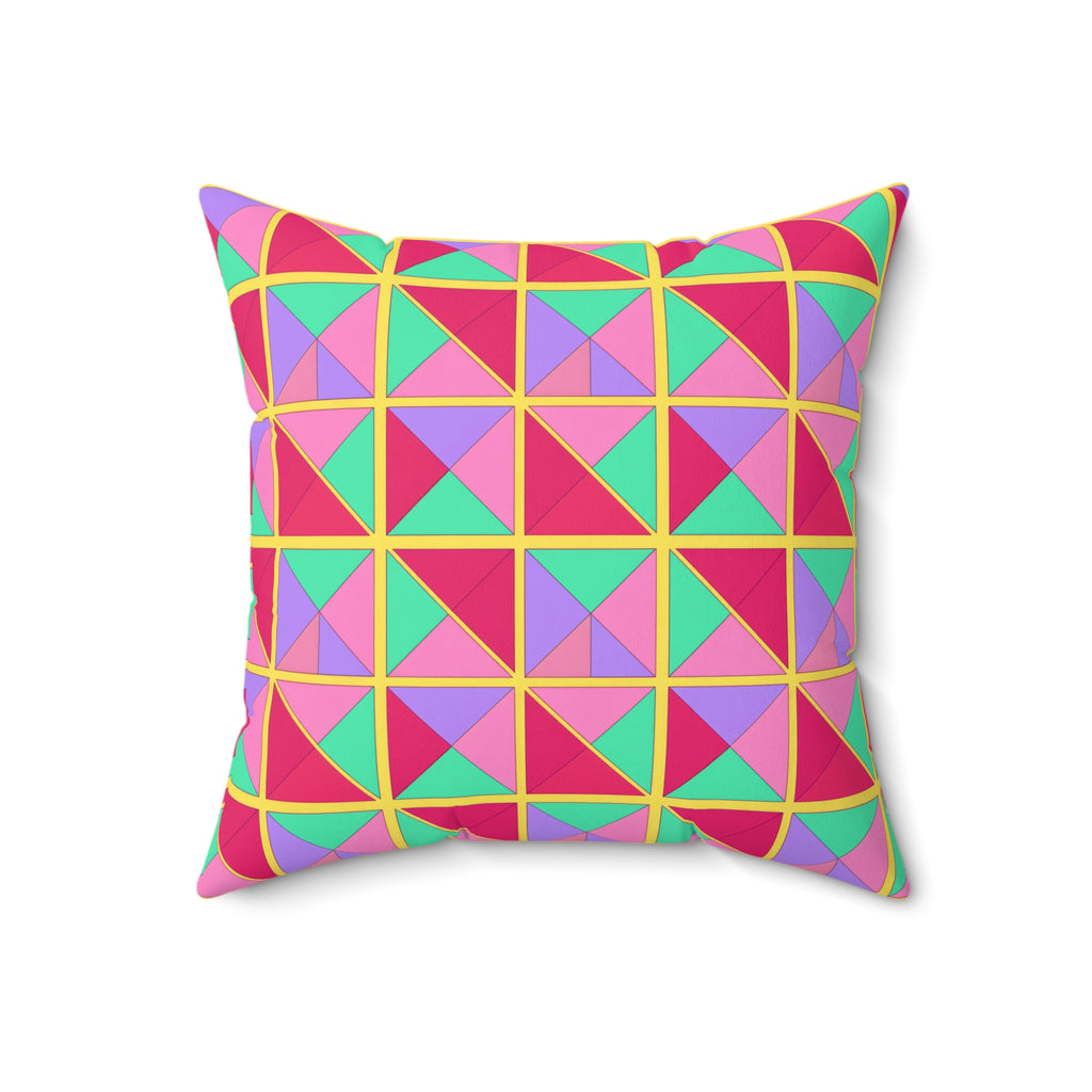 Split Square Fiesta Faux Suede Cushion – Candy Pop on Raspberry