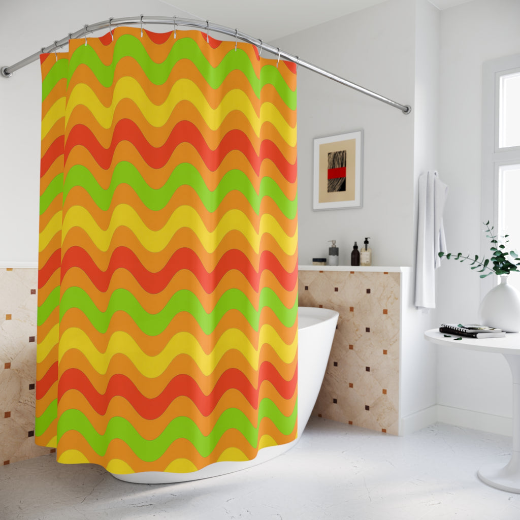 Big Ripple Chevrons Shower Curtain – Hot Citrus