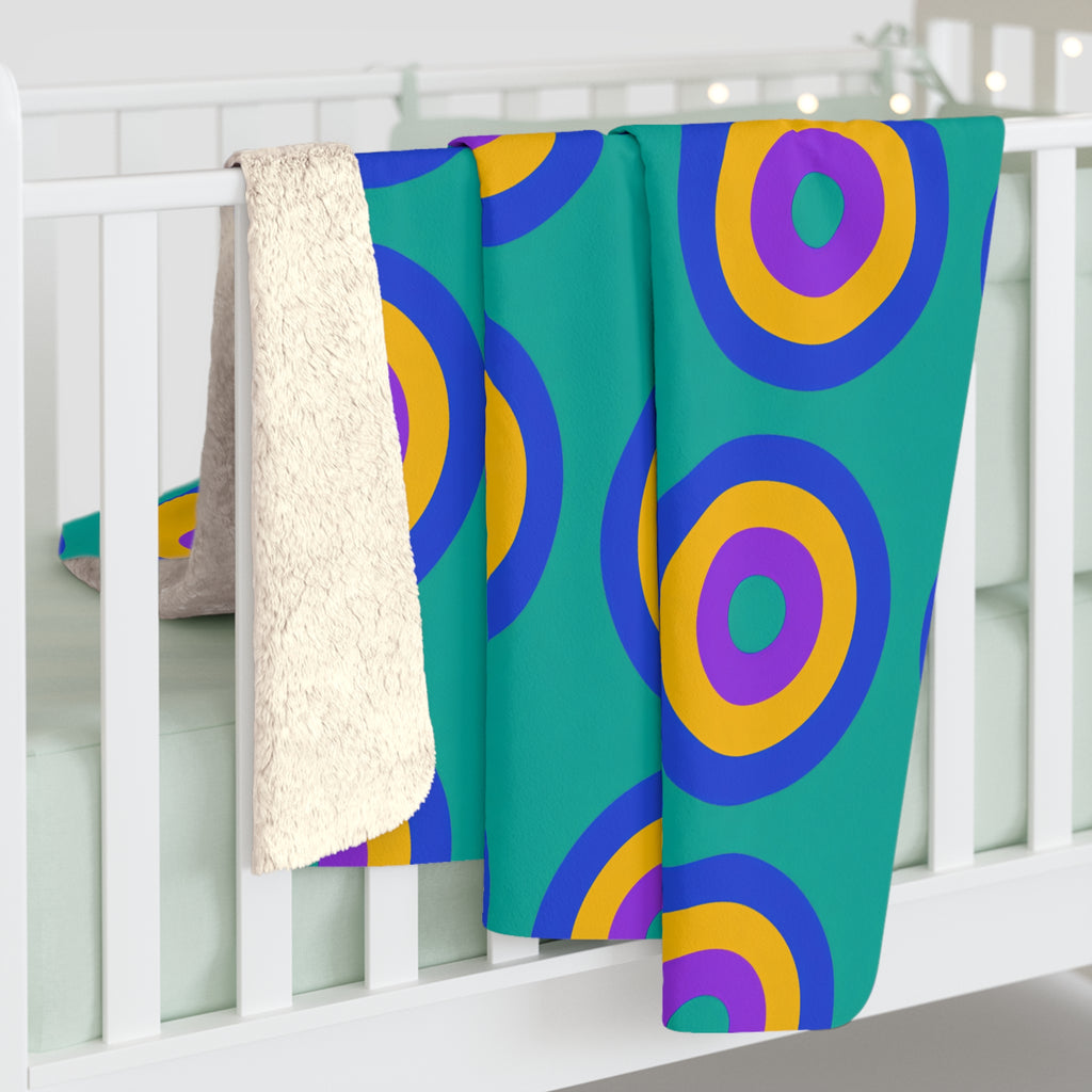 Giant Op-Art Jewel Rings Sherpa Fleece Blanket – Peacock Jewel