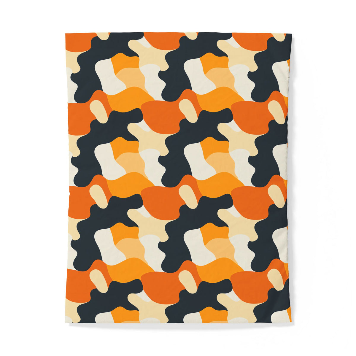 Orange Blob Camo Cotton Duvet Cover – Abstract Shapes Pattern