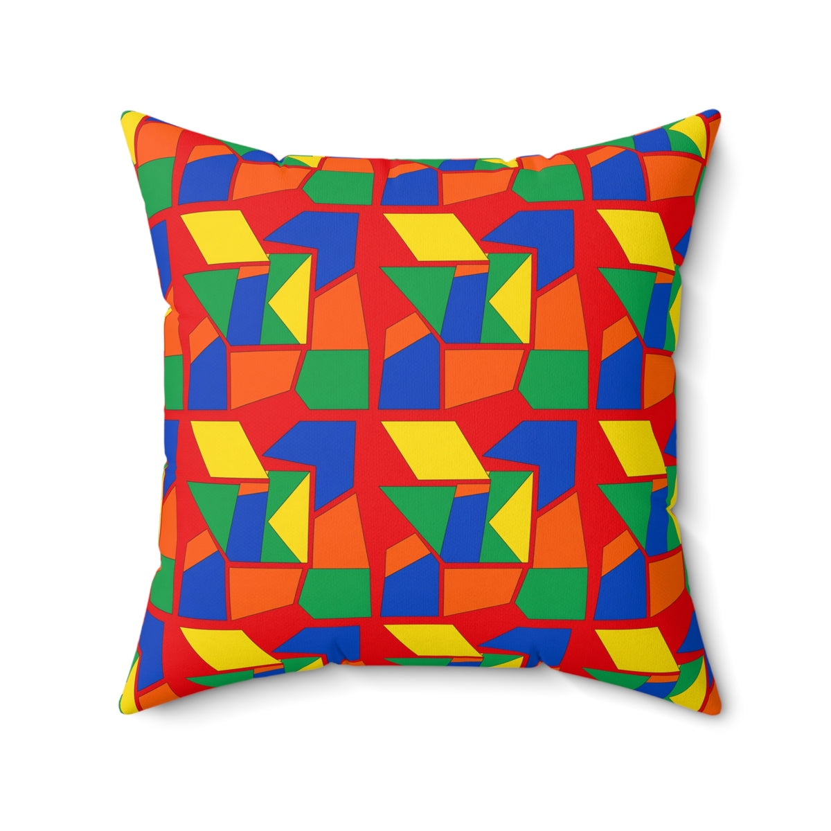Cubist Block Quilt Faux Suede Cushion – Cubist Geometric Pattern