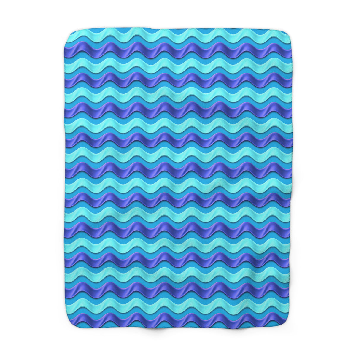 Satin Wave Bands Sherpa Fleece Blanket – Ice Jewel