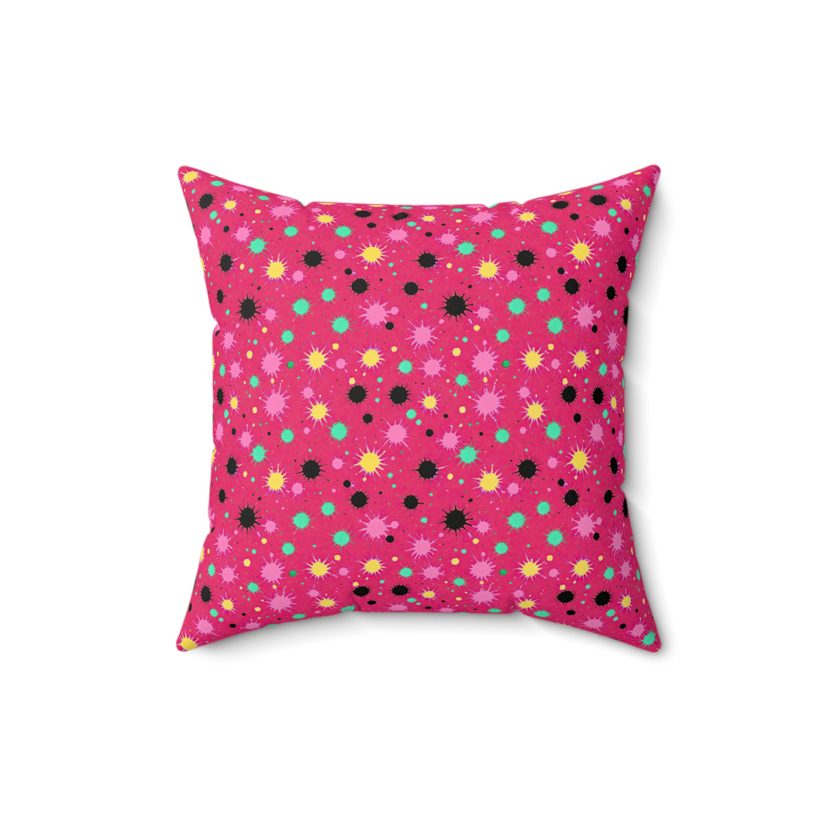 Splat Storm Faux Suede Cushion – Candy Pop on Raspberry