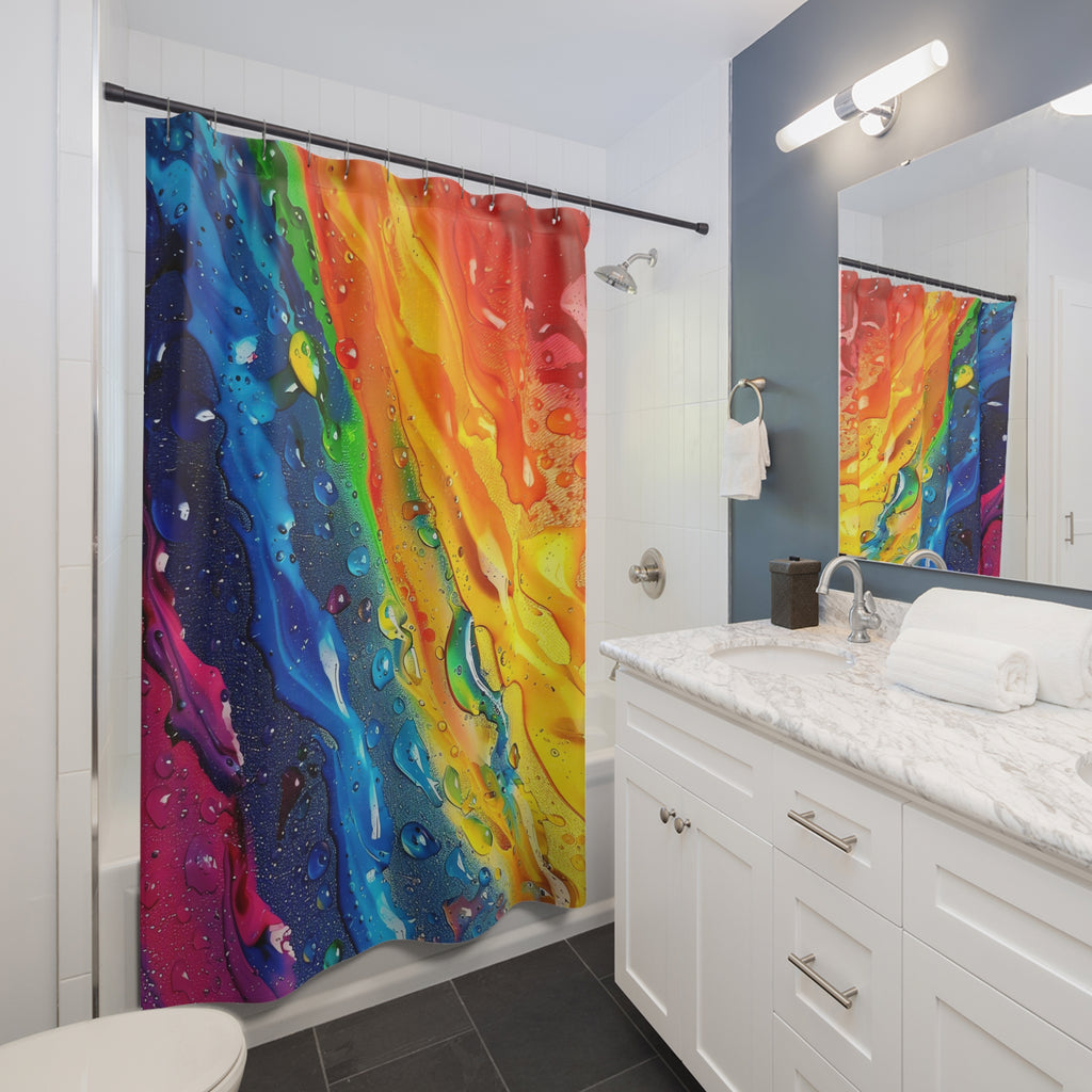 Rainbow Drip Pour Shower Curtain – Fluid Pour Art