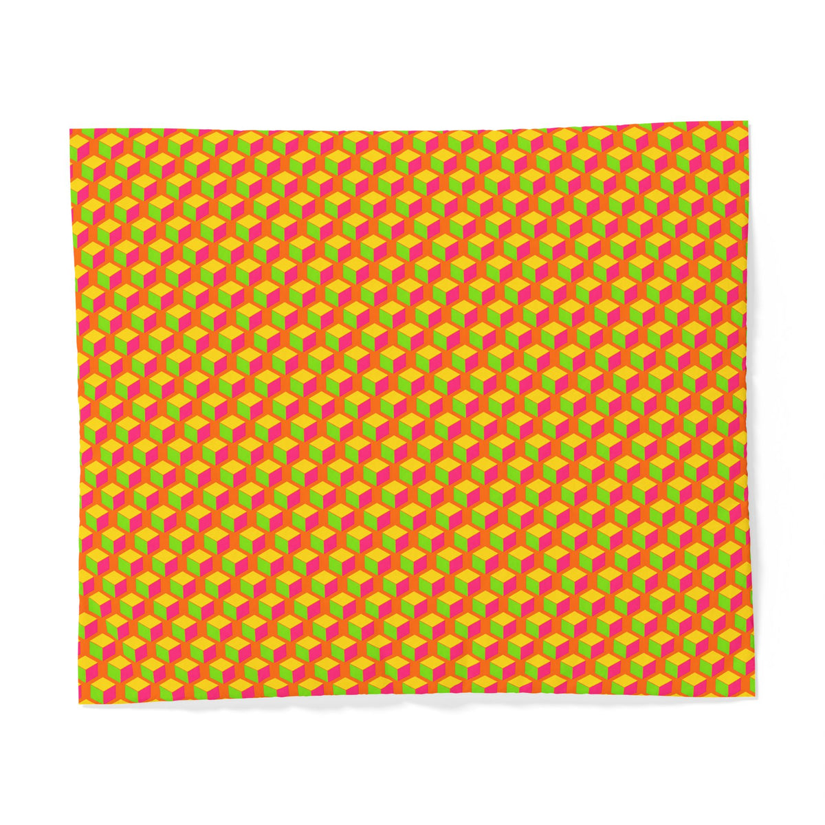 Giant Faceted Cubes II Cotton Duvet Cover – Hot Citrus Festive
