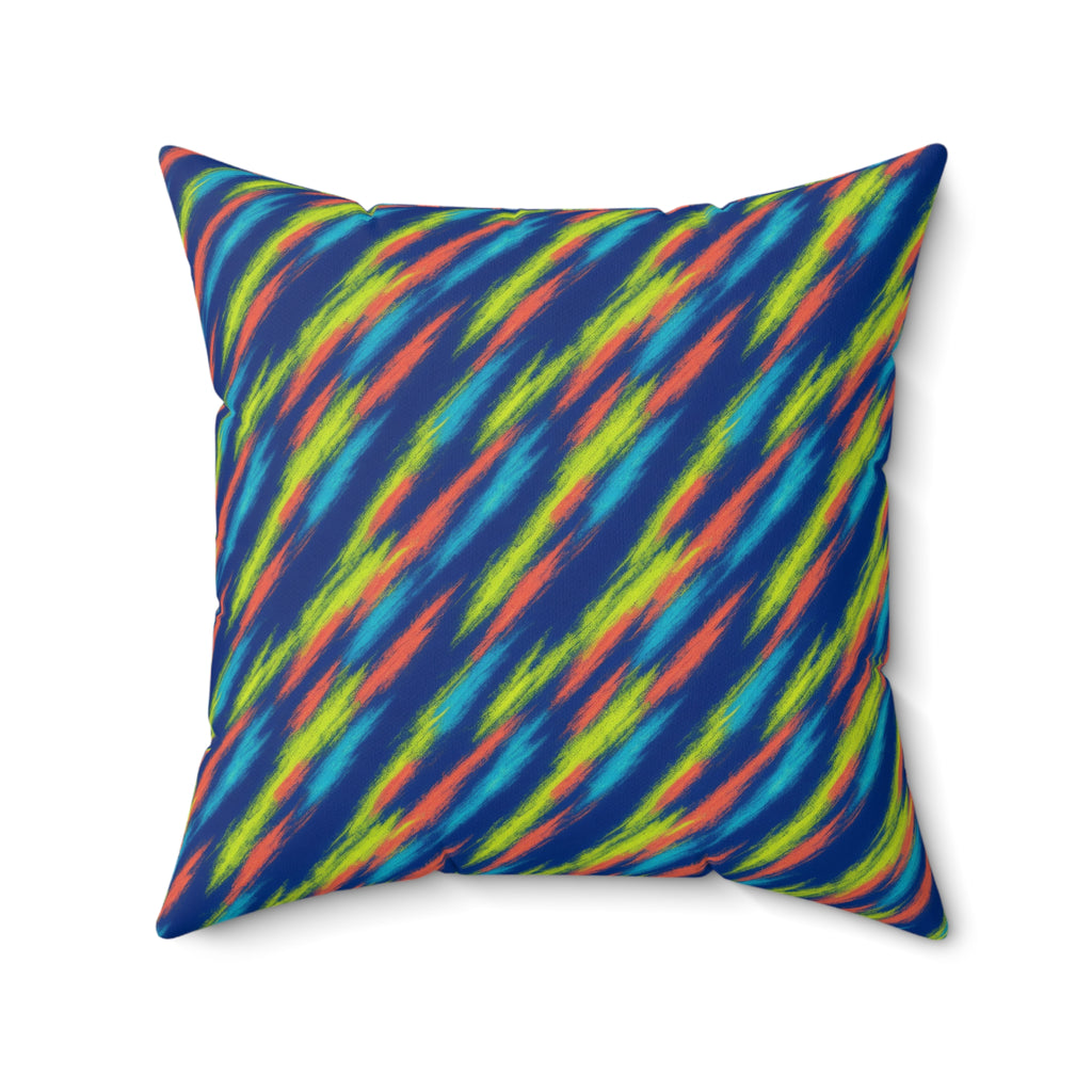 Arashi Neon Streaks Faux Suede Cushion – Shibori Dye Pattern
