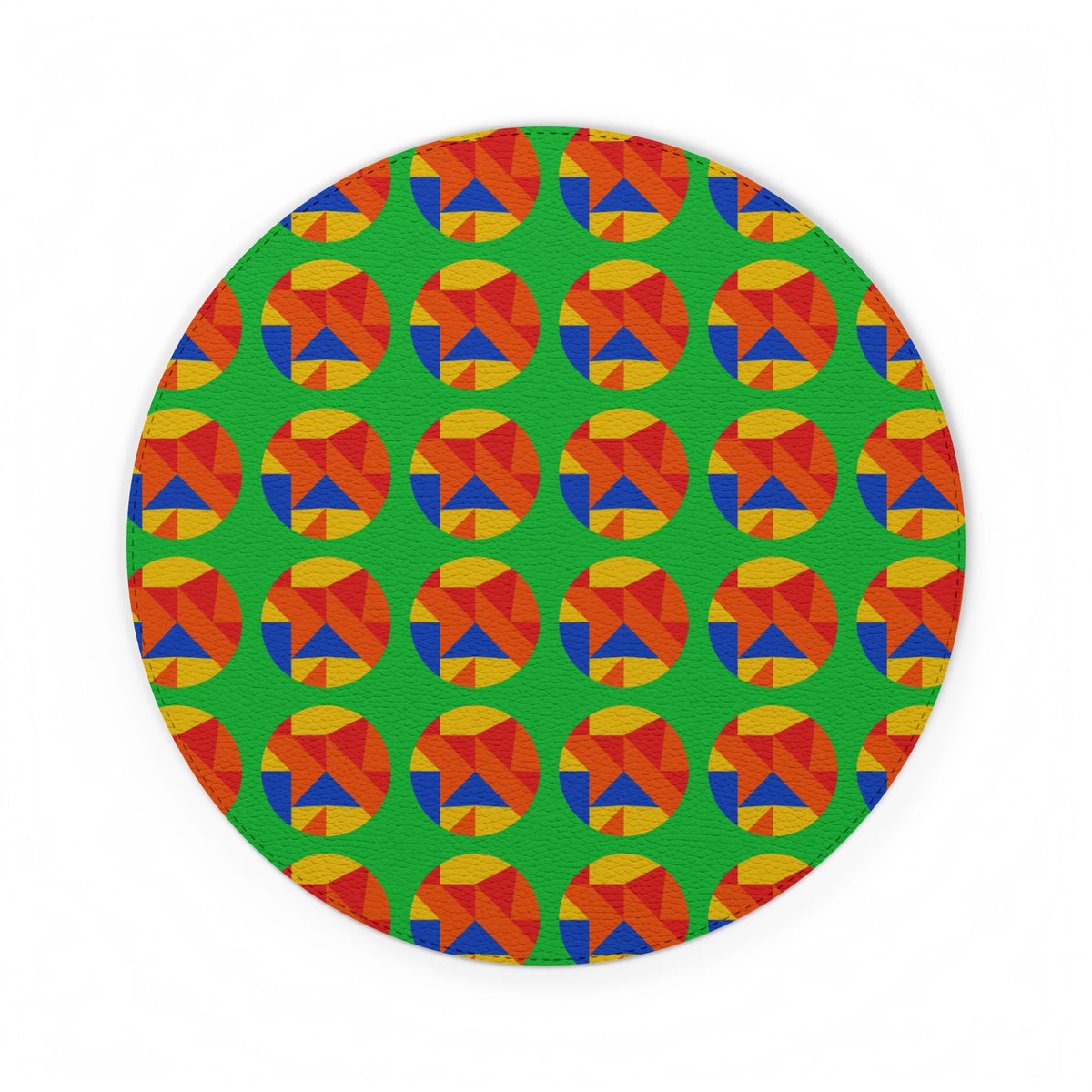 Broken Circle Planes Vegan Leather Mouse Mat – Cubist Abstract Pattern