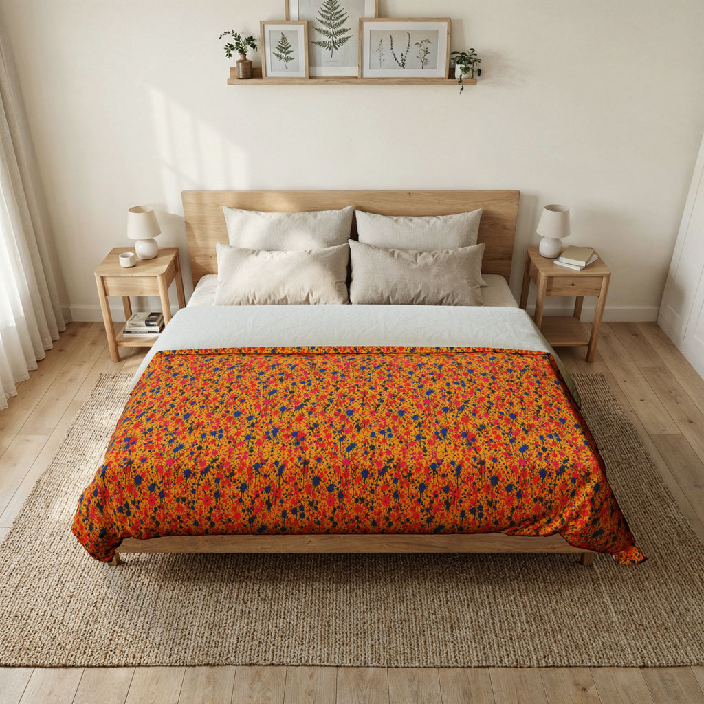Layered Drip Spray Cotton Duvet Cover – Paint Splatter Pattern