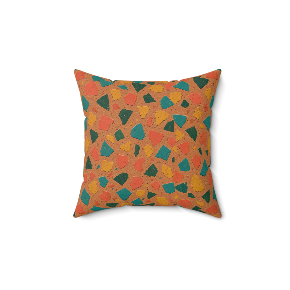 Shattered Tile Shards Faux Suede Cushion – Abstract Chip Pattern Pattern