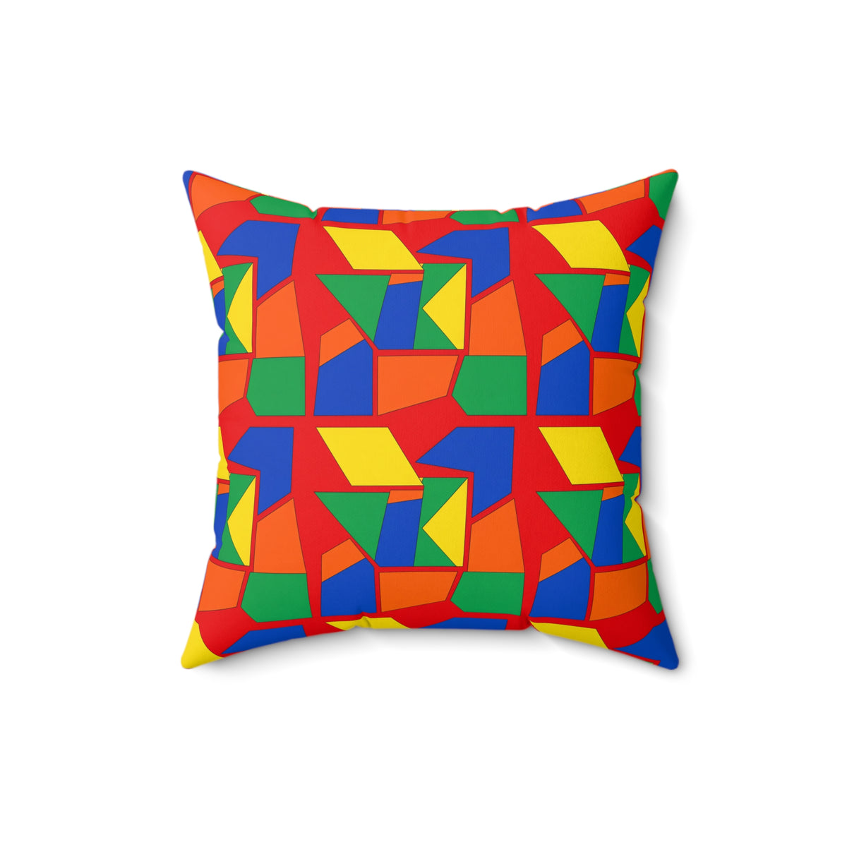 Cubist Block Quilt Faux Suede Cushion – Cubist Geometric Pattern