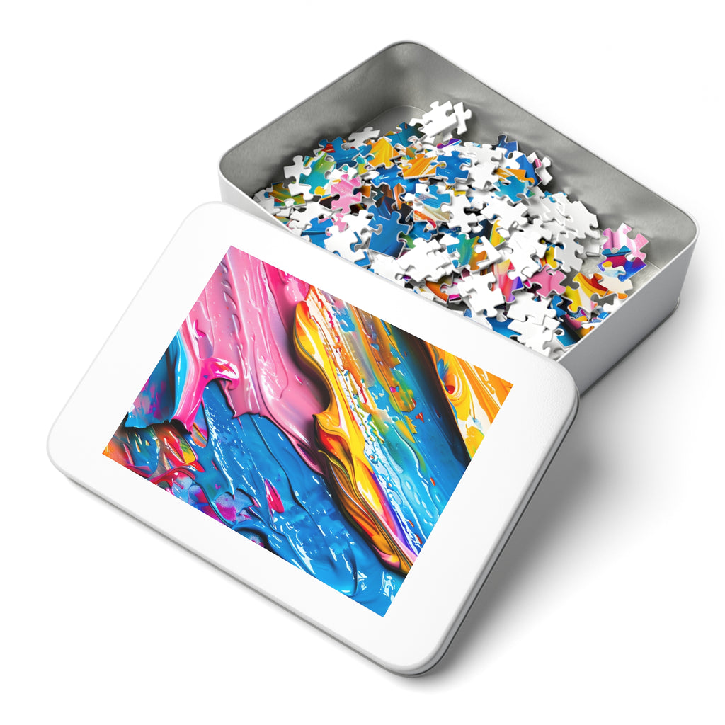 Vivid Paint Strokes Jigsaw Puzzle with Tin – Paint Stroke Abstract