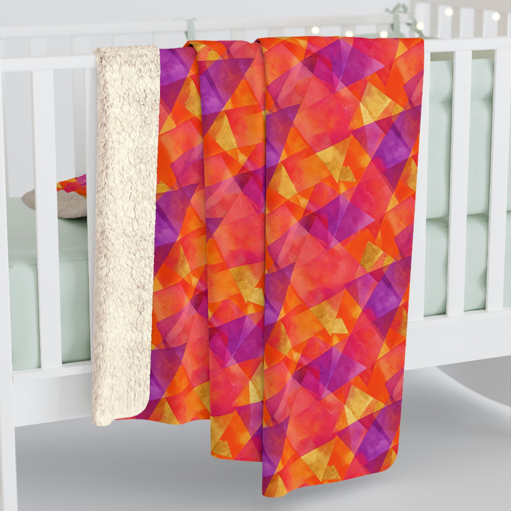 Layered Wash Shards Sherpa Fleece Blanket – Wet-In-Wet Abstract Pattern