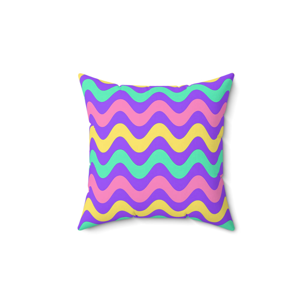 Big Ripple Chevrons Faux Suede Cushion – Candy Pastel on Grape