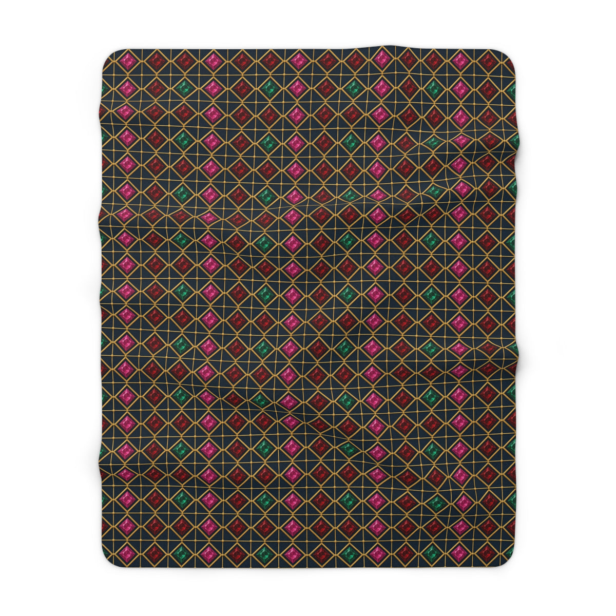 Gold Diamond Trellis Sherpa Fleece Blanket – Art Deco Pattern