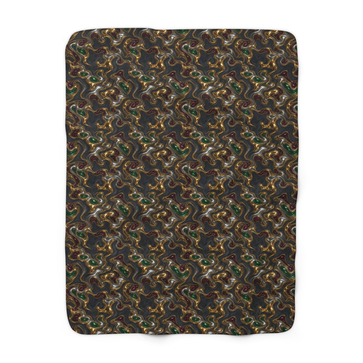 Gold Silver Ripples Sherpa Fleece Blanket – Liquid Chrome Pattern