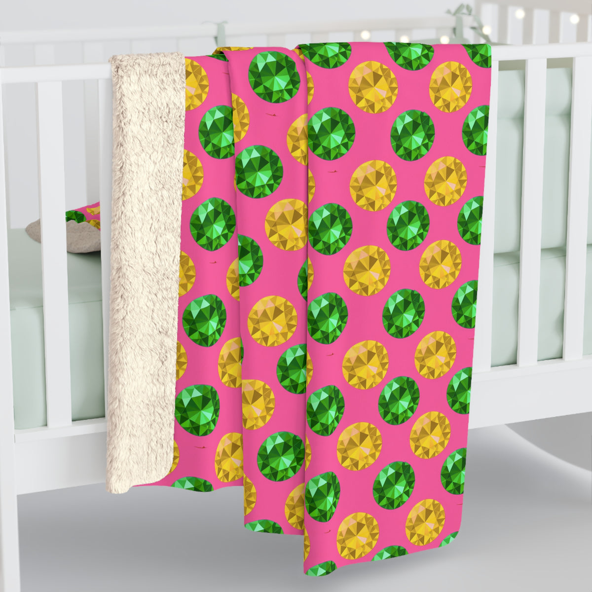 Half-Drop Gem Grid Sherpa Fleece Blanket – Candy Christmas