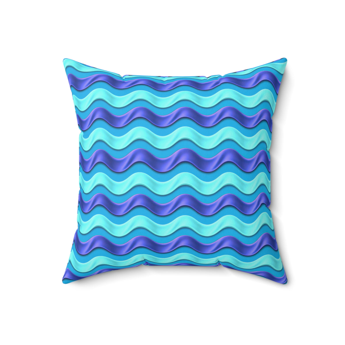 Satin Wave Bands Faux Suede Cushion – Ice Jewel