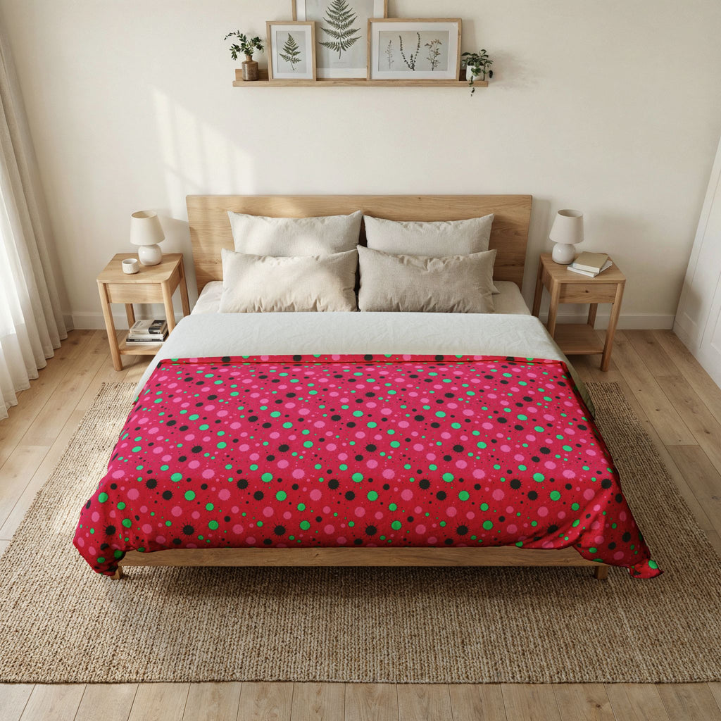 Blot Burst Cotton Duvet Cover – Candy Pop on Raspberry