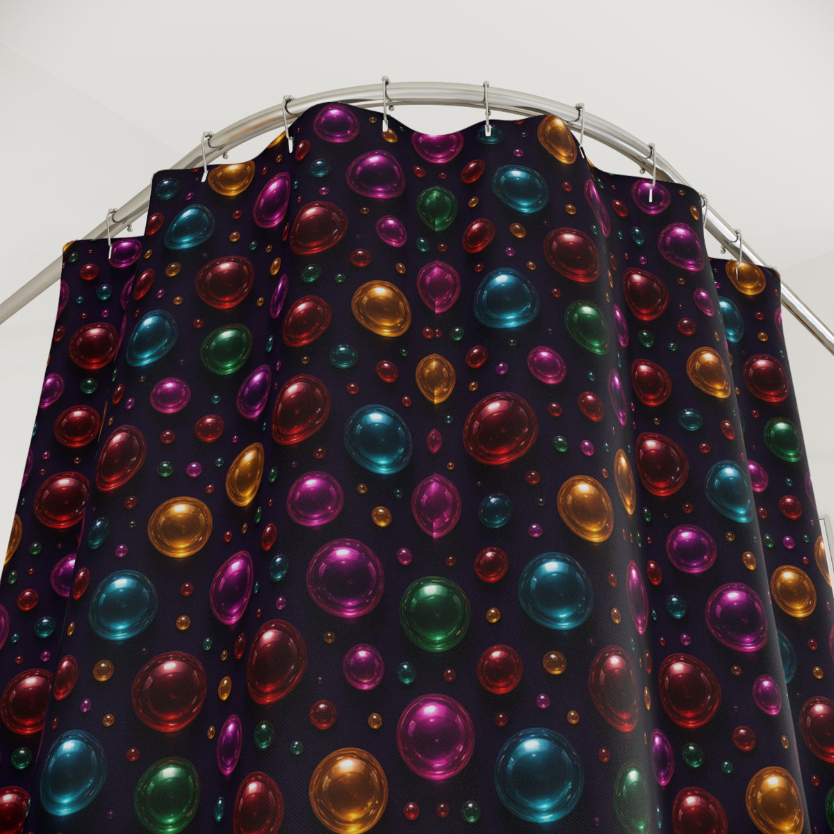 Gel Orb Confetti Shower Curtain – Glossy 3D Abstract Pattern