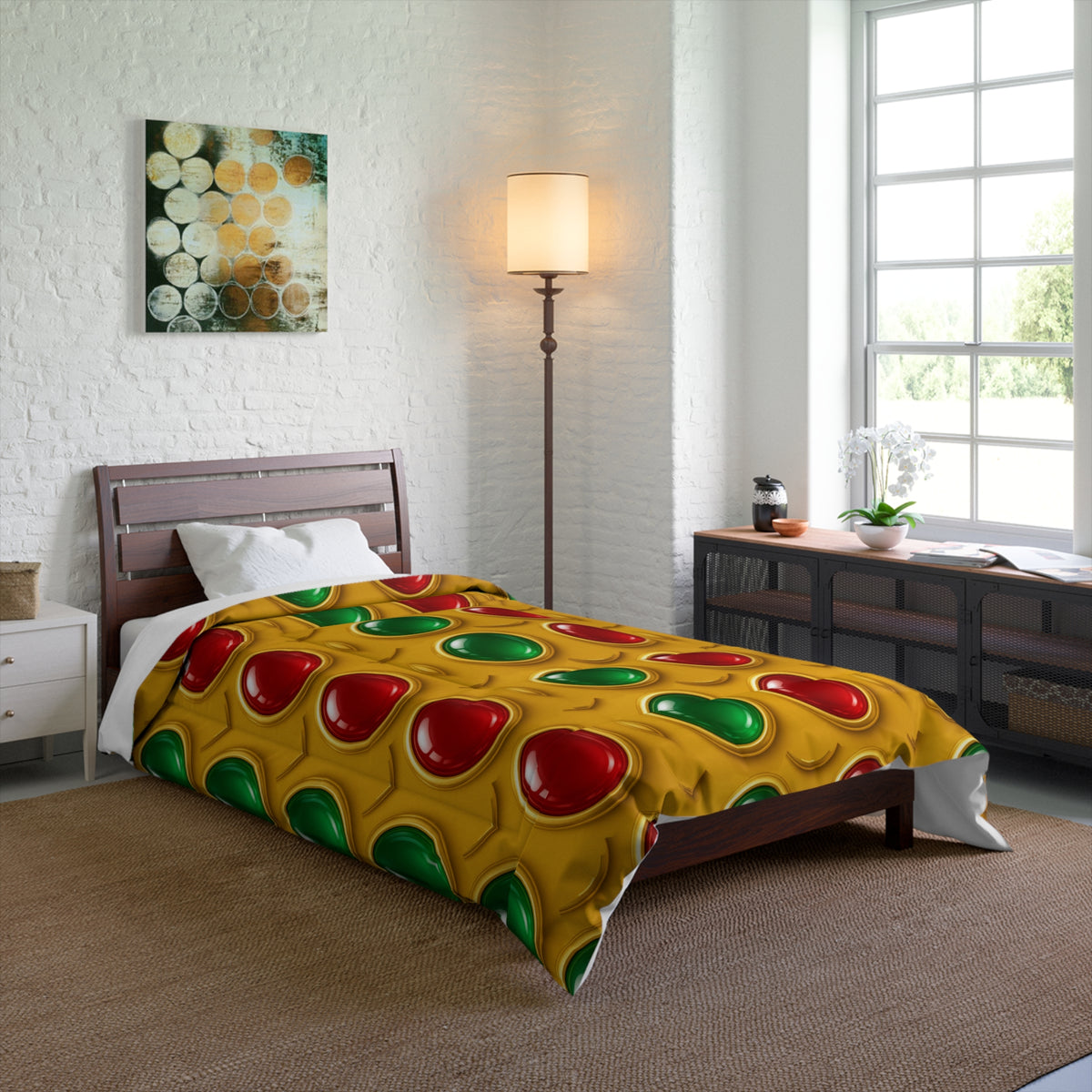 Grand Gold Cabochon Frames II Comforter – Cabochon Geometric Pattern
