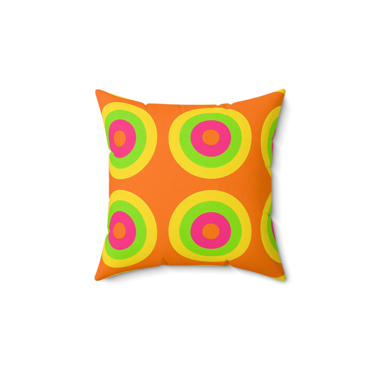 Giant Op-Art Jewel Rings Faux Suede Cushion – Hot Citrus Festive