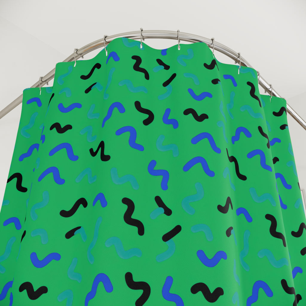 Squiggle Strokes Shower Curtain – Ocean Jewel