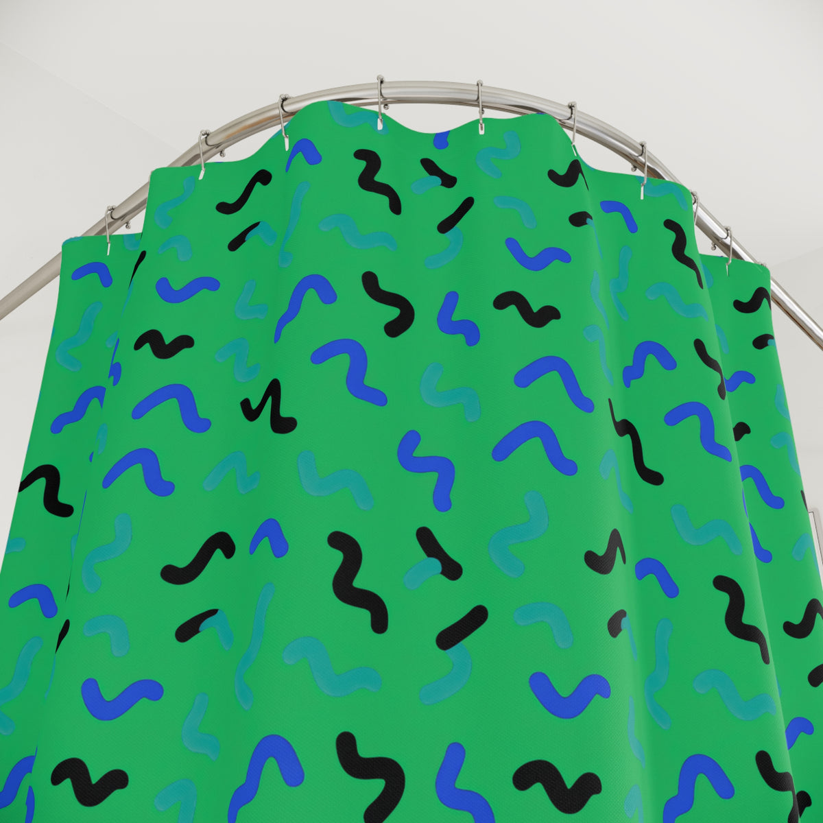 Squiggle Strokes Shower Curtain – Ocean Jewel