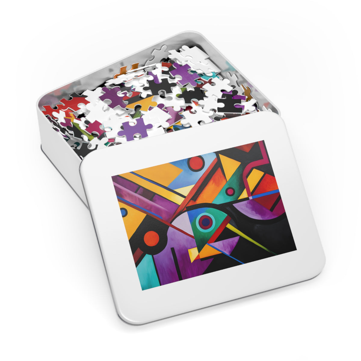 Geometric Night Rhythm Jigsaw Puzzle with Tin – Geometric Abstract Art