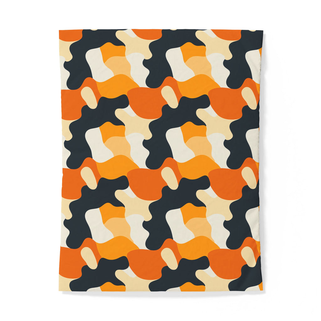Orange Blob Camo Cotton Duvet Cover – Abstract Shapes Pattern