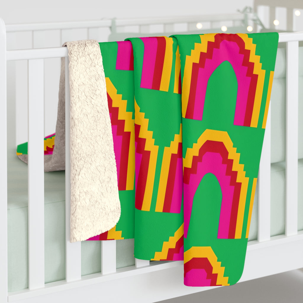 Grand Stepped Arches Sherpa Fleece Blanket – Art-Deco Arches Pattern