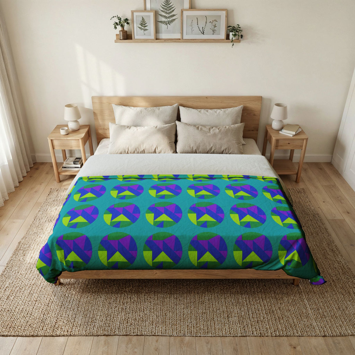 Broken Circle Planes Cotton Duvet Cover – Peacock Jewel