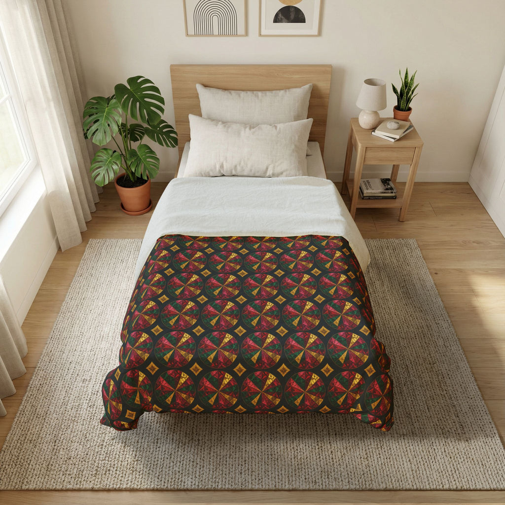 Kaleido Jewel Wheels Cotton Duvet Cover – Kaleidoscopic Pattern
