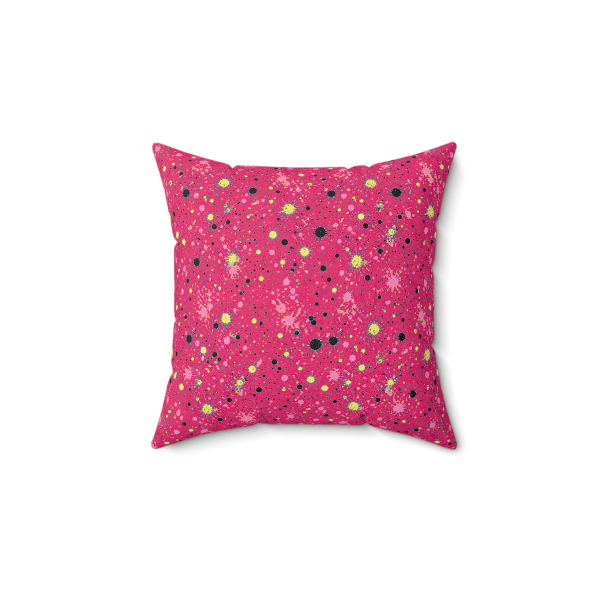 Pink Spray Field Faux Suede Cushion – Candy Pop on Raspberry