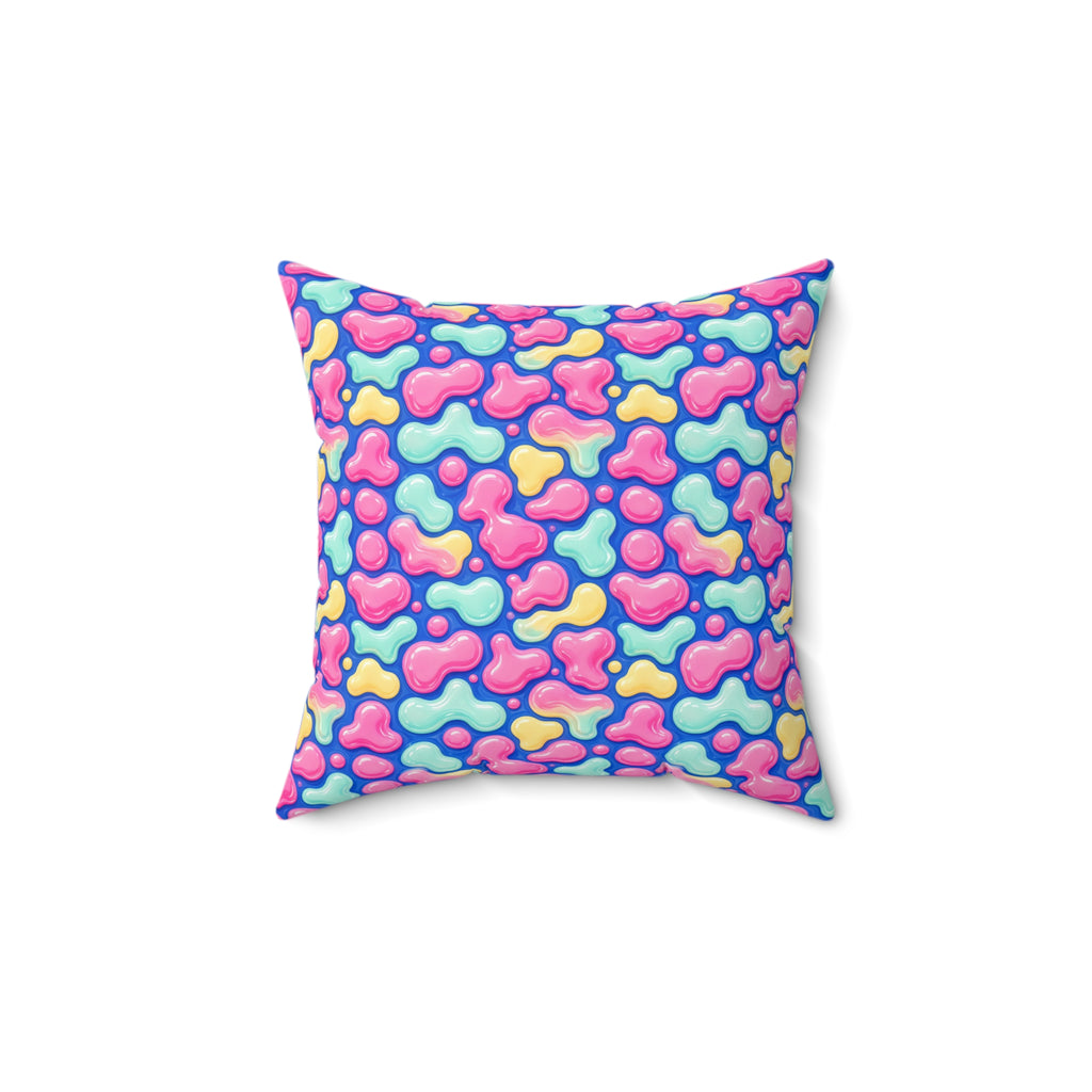 Pastel Lava Blobs Faux Suede Cushion – Candy Fluid Art Pattern