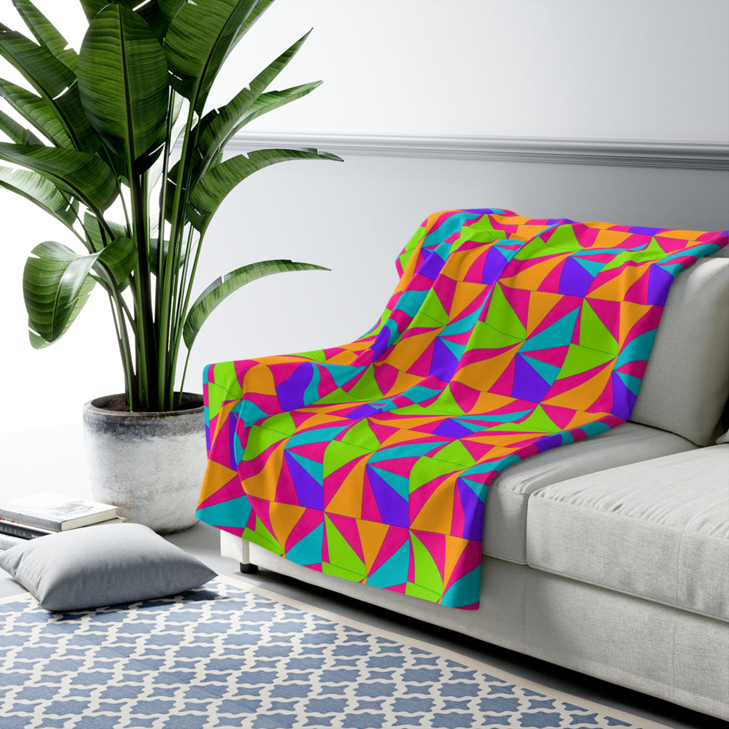 Cubist Sunburst Blocks Sherpa Fleece Blanket – Tropical Punch
