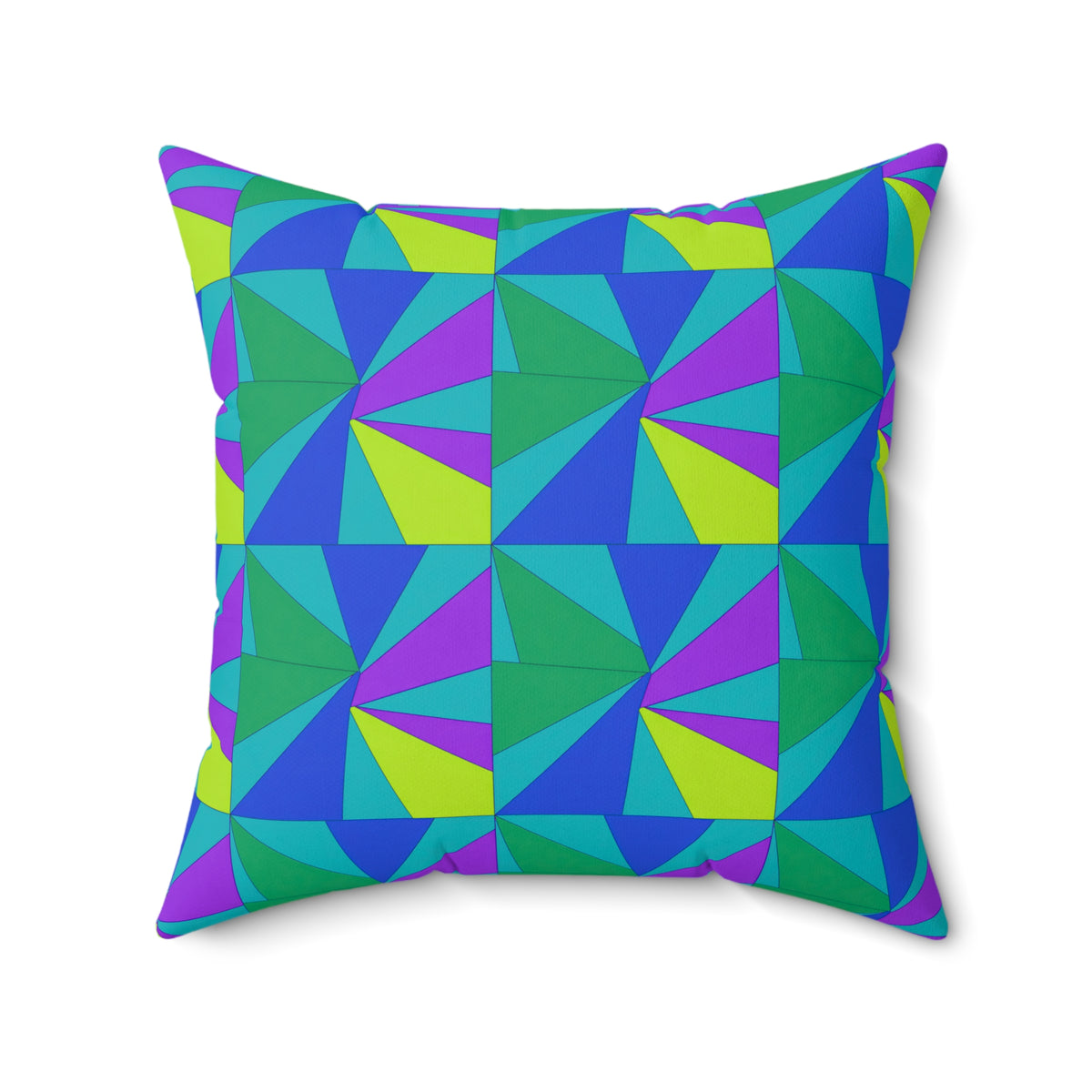 Cubist Sunburst Blocks Faux Suede Cushion – Peacock Jewel
